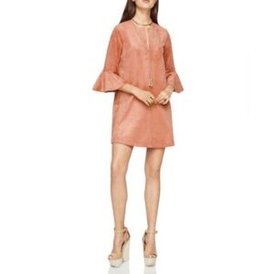 BCBGMAXAZRIA Faux Suede Mini Dress with Flared Sleeves size L